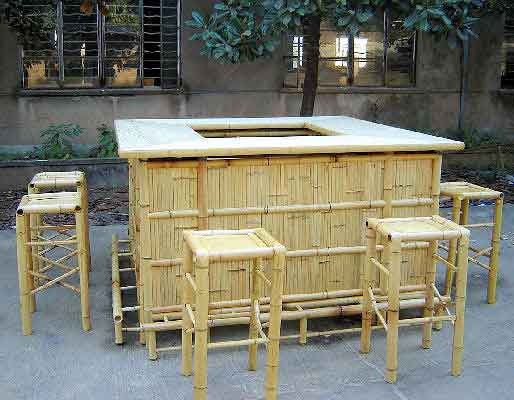 Bamboo Tiki Bar Counter, Outdoor Bamboo Bar Design